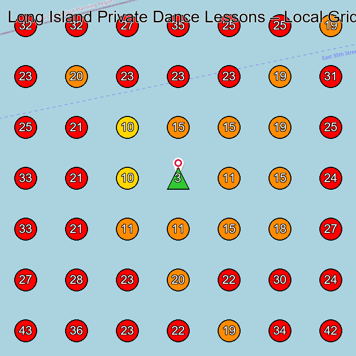 Long Island Private Dance Lessons GeoGrid visibility map for Landscaper in None